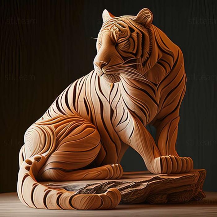 Animals tiger on carved